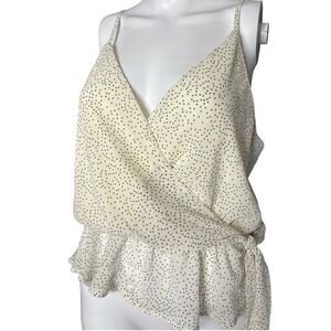 Papermoon Polka Dot V Neck Blouse Cream & Black Size Large